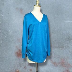 NWT Lane Bryant Turquoise Blue V-Neck Ruched Side Long Sleeve Sweater Size 18/20